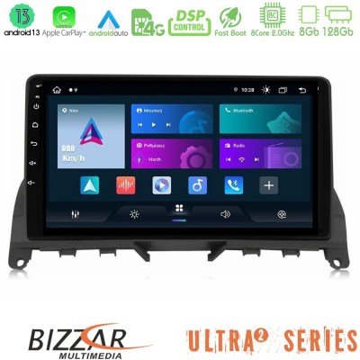 Bizzar Ultra Series Mercedes C-Class W204 2008-2011 8core Android13 8+128GB Navigation Multimedia Tablet 9