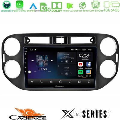 Cadence X Series VW Tiguan (23mm alarm button) 8core Android 14 4+64GB Navigation Multimedia Tablet 9
