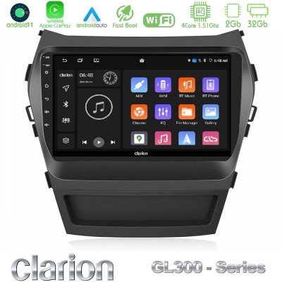 Clarion GL300 Series 4Core Android11 2+32GB Hyundai iX45 2012-2017 Navigation Multimedia Tablet 9