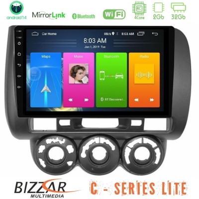 Bizzar C Series Lite 4Core Android14 2+32GB Honda Jazz (Fit) 2002-2008 (RHD) Manual A/C Navigation Multimedia Tablet 9