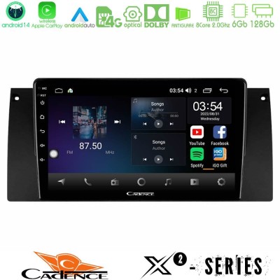 Cadence X2 Series 8Core Android14 6+128GB  BMW 5 Series  (E39) / X5 (E53) Navigation Multimedia Tablet 9