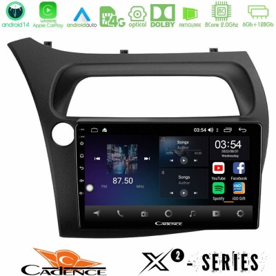 Cadence X2 Series 8Core Android14 6+128GB Honda Civic Hatchback 2006-2011 Navigation Multimedia Tablet 9