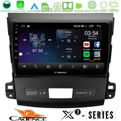 Cadence X2 Series 8Core Android14 6+128GB  Mitsubishi Outlander/Citroen C-Crosser/Peugeot 4007 Navigation Multimedia Tablet 9