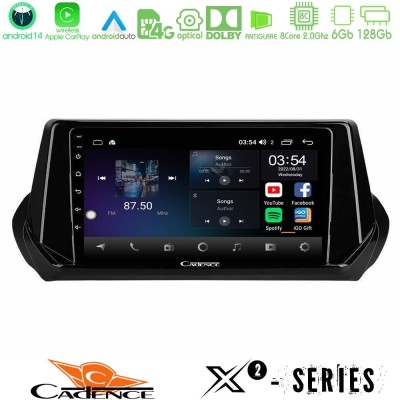 Cadence X2 Series 8Core Android14 6+128GB  Peugeot 208 2019-2023 Navigation Multimedia Tablet 9