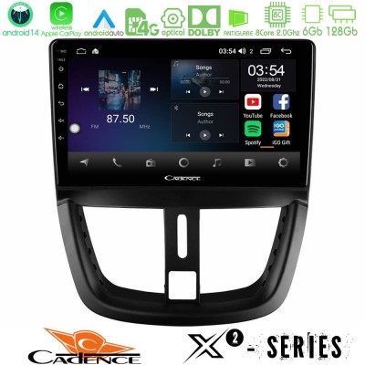 Cadence X2 Series 8Core Android14 6+128GB  Peugeot 207 Navigation Multimedia Tablet 9