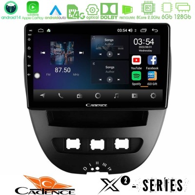Cadence X2 Series 8Core Android14 6+128GB  Toyota Aygo/Citroen C1/Peugeot 107 Navigation Multimedia Tablet 10