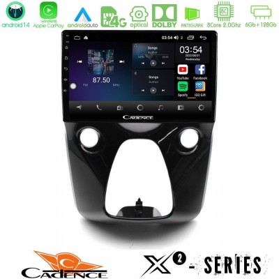 Cadence X2 Series 8Core Android14 6+128GB  Toyota Aygo | Citroen C1 | Peugeot 108 Navigation Multimedia 10