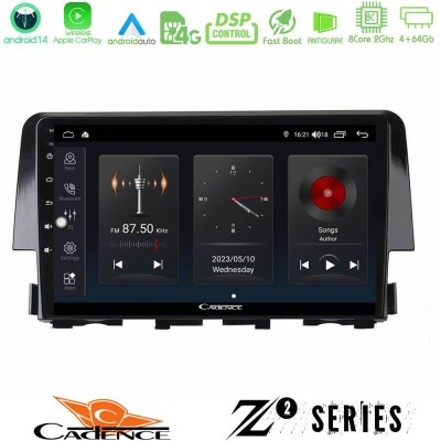 Cadence Z2 Series 8Core Android14 4+64GB  Honda Civic 2016-2020 Navigation Multimedia Tablet 9