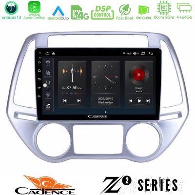 Cadence Z2 Series 8Core Android14 4+64GB  Hyundai i20 2012-2014 Navigation Multimedia Tablet 9