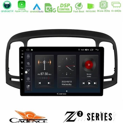 Cadence Z2 Series 8Core Android14 4+64GB Hyundai Accent 2006-2011 Navigation Multimedia Tablet 9