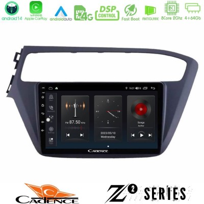Cadence Z2 Series 8Core Android14 4+64GB  Hyundai i20 2018-2020 Navigation Multimedia Tablet 9