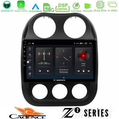 Cadence Z2 Series 8Core Android14 4+64GB  Jeep Compass 2012-2016 Navigation Multimedia Tablet 9