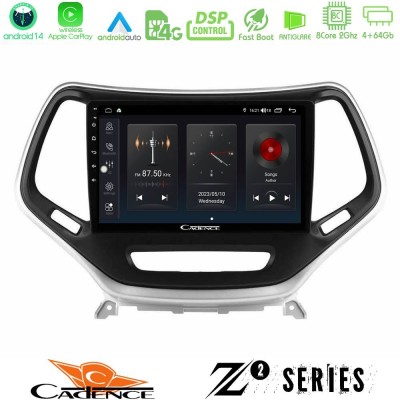 Cadence Z2 Series 8Core Android14 4+64GB  Jeep Cherokee 2014-2019 Navigation Multimedia Tablet 9