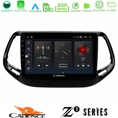 Cadence Z2 Series 8Core Android14 4+64GB  Jeep Compass 2017> Navigation Multimedia Tablet 10
