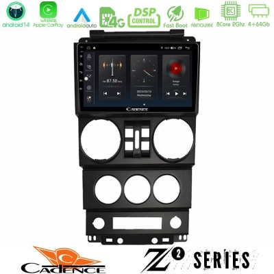 Cadence Z2 Series 8Core Android14 4+64GB  Jeep Wrangler 2008-2010 Navigation Multimedia Tablet 9