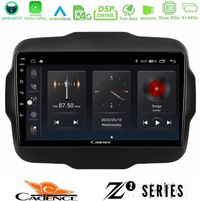 Cadence Z2 Series 8Core Android14 4+64GB  Jeep Renegade 2015-2019 Navigation Multimedia Tablet 9