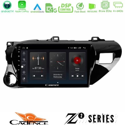 Cadence Z2 Series 8Core Android14 4+64GB  Toyota Hilux 2017-2021 Navigation Multimedia Tablet 10
