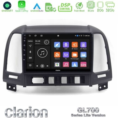 Clarion GL700 Lite Series 8Core Android11 2+32GB Hyundai Santa Fe 2006-2013 Navigation Multimedia Tablet 9