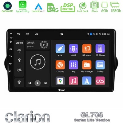 Clarion GL700 Lite Series 8Core Android11 6+128GB Fiat Tipo 2015-2022  Navigation Multimedia Tablet 9