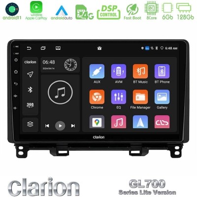 Clarion GL700 Lite Series 8Core Android11 6+128GB Honda Jazz 2021-2025 Navigation Multimedia Tablet 9