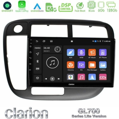 Clarion GL700 Lite Series 8Core Android11 6+128GB Honda Civic 1995-2001 Navigation Multimedia Tablet 9