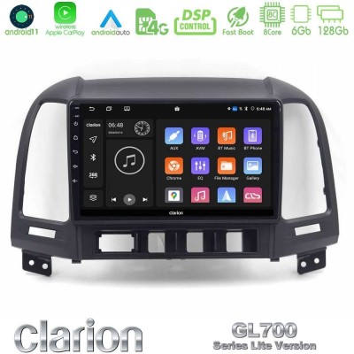 Clarion GL700 Lite Series 8Core Android11 6+128GB Hyundai Santa Fe 2006-2013 Navigation Multimedia Tablet 9