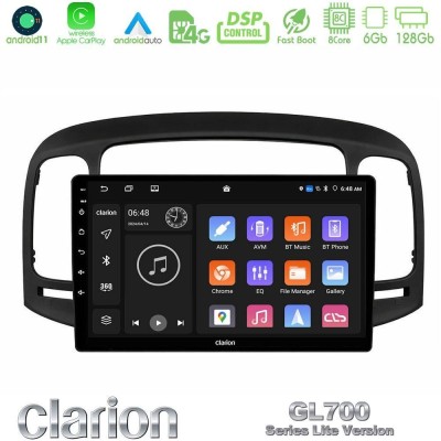 Clarion GL700 Lite Series 8Core Android11 6+128GB Hyundai Accent 2006-2011 Navigation Multimedia Tablet 9
