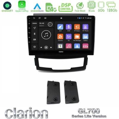 Clarion GL700 Lite Series 8Core Android11 6+128GB Ssangyong Korando 2010-2014 Navigation Multimedia Tablet 9