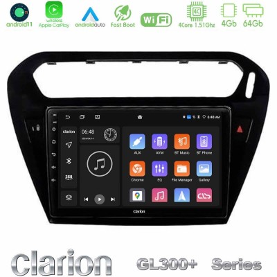 Clarion GL300+ Series 4Core Android11 4+64GB  Citroen C-Elysee / Peugeot 301 Navigation Multimedia Tablet 9