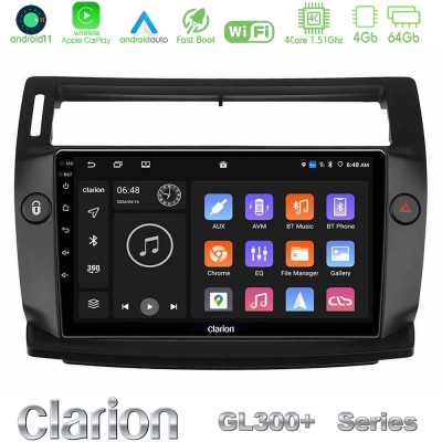 Clarion GL300+ Series 4Core Android11 4+64GB  Citroen C4 2004-2010 Navigation Multimedia Tablet 9
