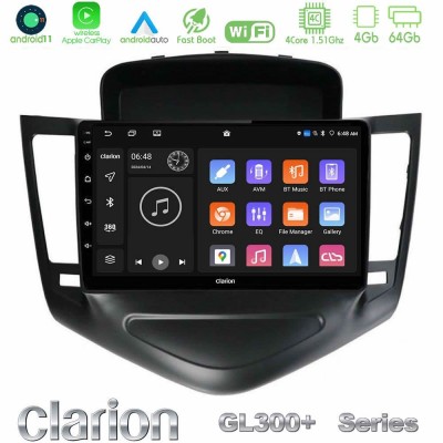 Clarion GL300+ Series 4Core Android11 4+64GB     Chevrolet Cruze 2009-2012 Navigation Multimedia Tablet 9