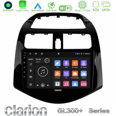 Clarion GL300+ Series 4Core Android11 4+64GB  Chevrolet Spark 2009-2015 Navigation Multimedia Tablet 9