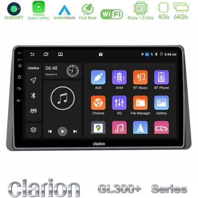 Clarion GL300+ Series 4Core Android11 4+64GB  Dacia Duster 2022-> Navigation Multimedia Tablet 9