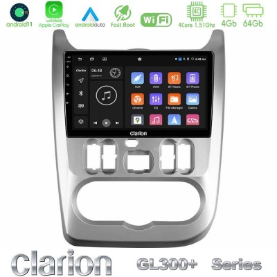 Clarion GL300+ Series 4Core Android11 4+64GB  Dacia Duster/Sandero/Logan Navigation Multimedia Tablet 9