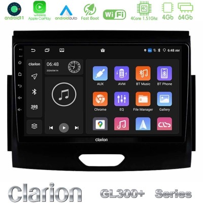 Clarion GL300+ Series 4Core Android11 4+64GB  Ford Ranger 2017-2022 Navigation Multimedia Tablet 9