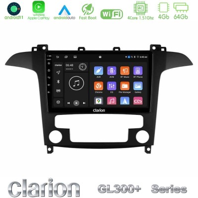 Clarion GL300+ Series 4Core Android11 4+64GB  Ford S-Max 2006-2012 Navigation Multimedia Tablet 9