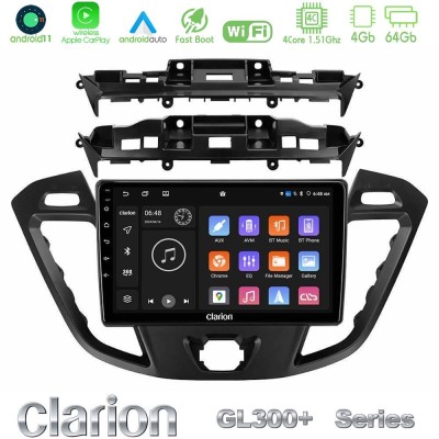 Clarion GL300+ Series 4Core Android11 4+64GB  Ford Transit Custom/Tourneo Custom Navigation Multimedia Tablet 9