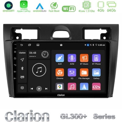 Clarion GL300+ Series 4Core Android11 4+64GB  Ford Fiesta/Fusion Navigation Multimedia Tablet 9