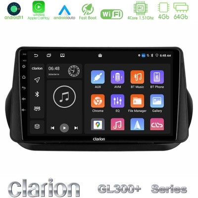 Clarion GL300+ Series 4Core Android11 4+64GB  Fiat Fiorino/Citroen Nemo/Peugeot Bipper Navigation Multimedia Tablet 10