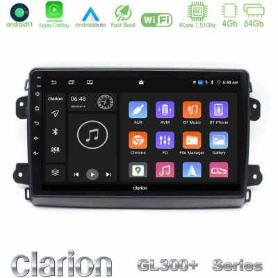Clarion GL300+ Series 4Core Android11 4+64GB Citroen/Fiat/Opel Navigation Multimedia Tablet 9