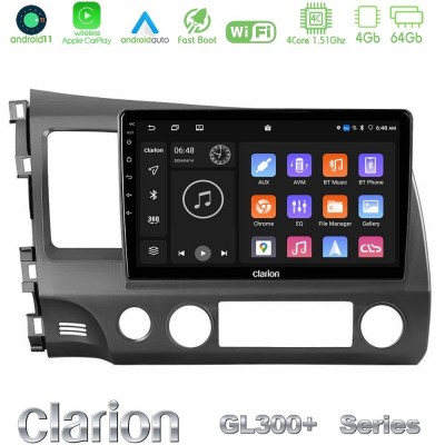 Clarion GL300+ Series 4Core Android11 4+64GB Honda Civic 2006-2011 Navigation Multimedia Tablet 10
