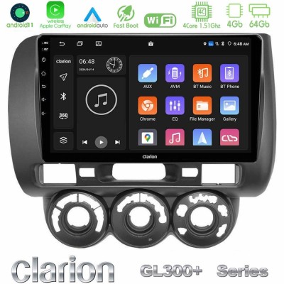 Clarion GL300+ Series 4Core Android11 4+64GB  Honda Jazz 2002-2008 (Manual A/C) Navigation Multimedia Tablet 9
