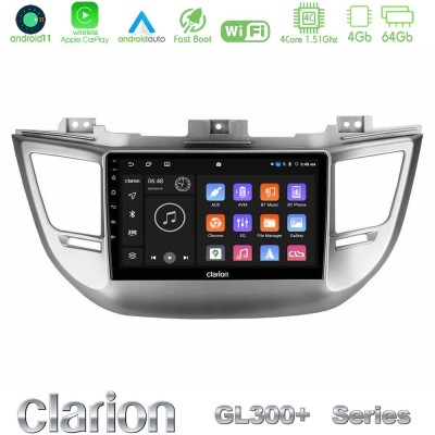 Clarion GL300+ Series 4Core Android11 4+64GB  Hyundai Tucson 2015-2018 Navigation Multimedia Tablet 9