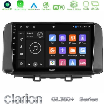 Clarion GL300+ Series 4Core Android11 4+64GB  Hyundai Kona 2018-2023 Navigation Multimedia Tablet 10