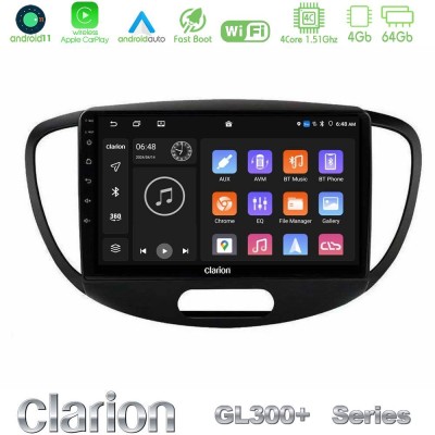 Clarion GL300+ Series 4Core Android11 4+64GB  Hyundai i10 2008-2014 Navigation Multimedia Tablet 9