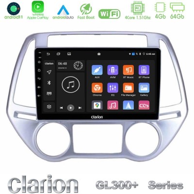 Clarion GL300+ Series 4Core Android11 4+64GB  Hyundai i20 2012-2014 Navigation Multimedia Tablet 9