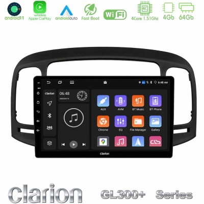 Clarion GL300+ Series 4Core Android11 4+64GB  Hyundai Accent 2006-2011 Navigation Multimedia Tablet 9