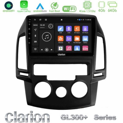 Clarion GL300+ Series 4Core Android11 4+64GB  Hyundai i30 2007-2012 Manual A/C Navigation Multimedia Tablet 9