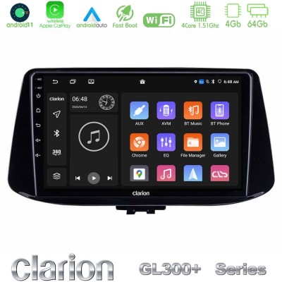Clarion GL300+ Series 4Core Android11 4+64GB  Hyundai i30 Navigation Multimedia Tablet 9