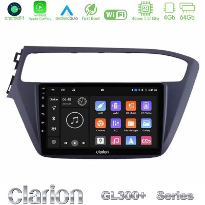 Clarion GL300+ Series 4Core Android11 4+64GB  Hyundai i20 2018-2020 Navigation Multimedia Tablet 9